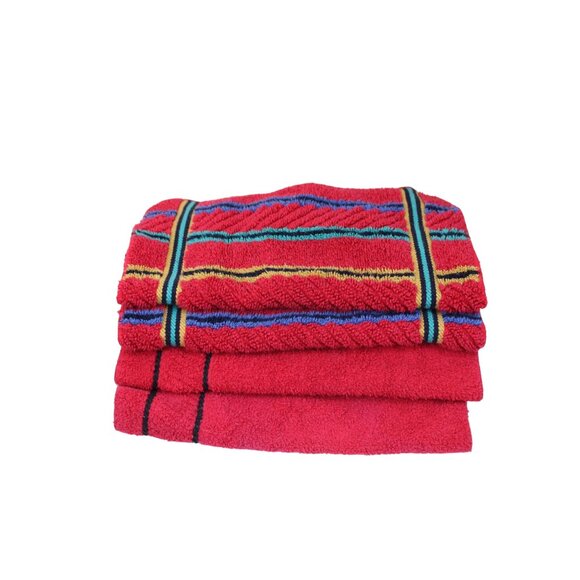 4 St Marys Washcloths Red Vintage Stripe 93374 Wash Clothes - Picture 1 of 8
